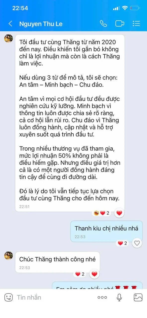 Phản hồi thực tế từ nhà đầu tư